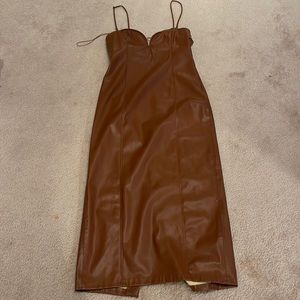 Brown Pleather Dress from Zara